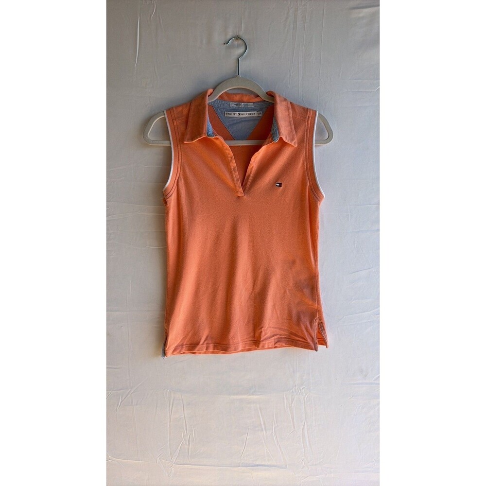 Tommy Hilfiger Women's Sleeveless Polo Shirt - Coral Orange